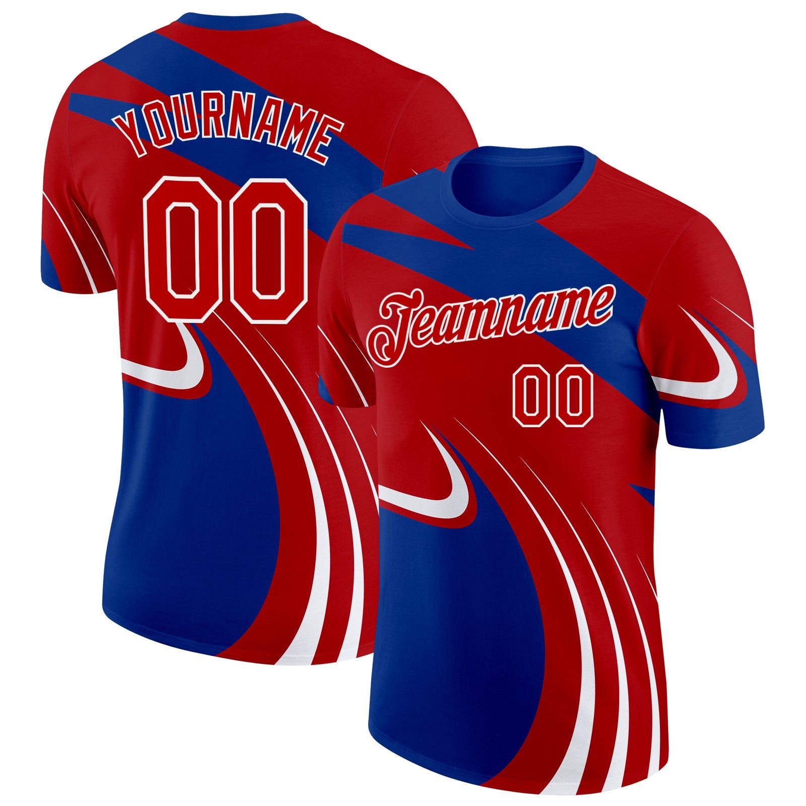 Custom Royal Red-White France Lines Performance T-Shirt