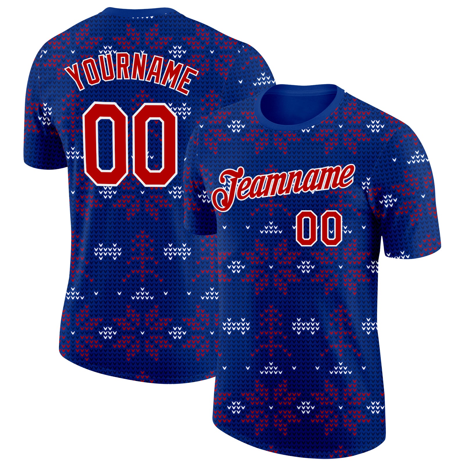Custom Royal Red-White Norway Snow Performance T-Shirt