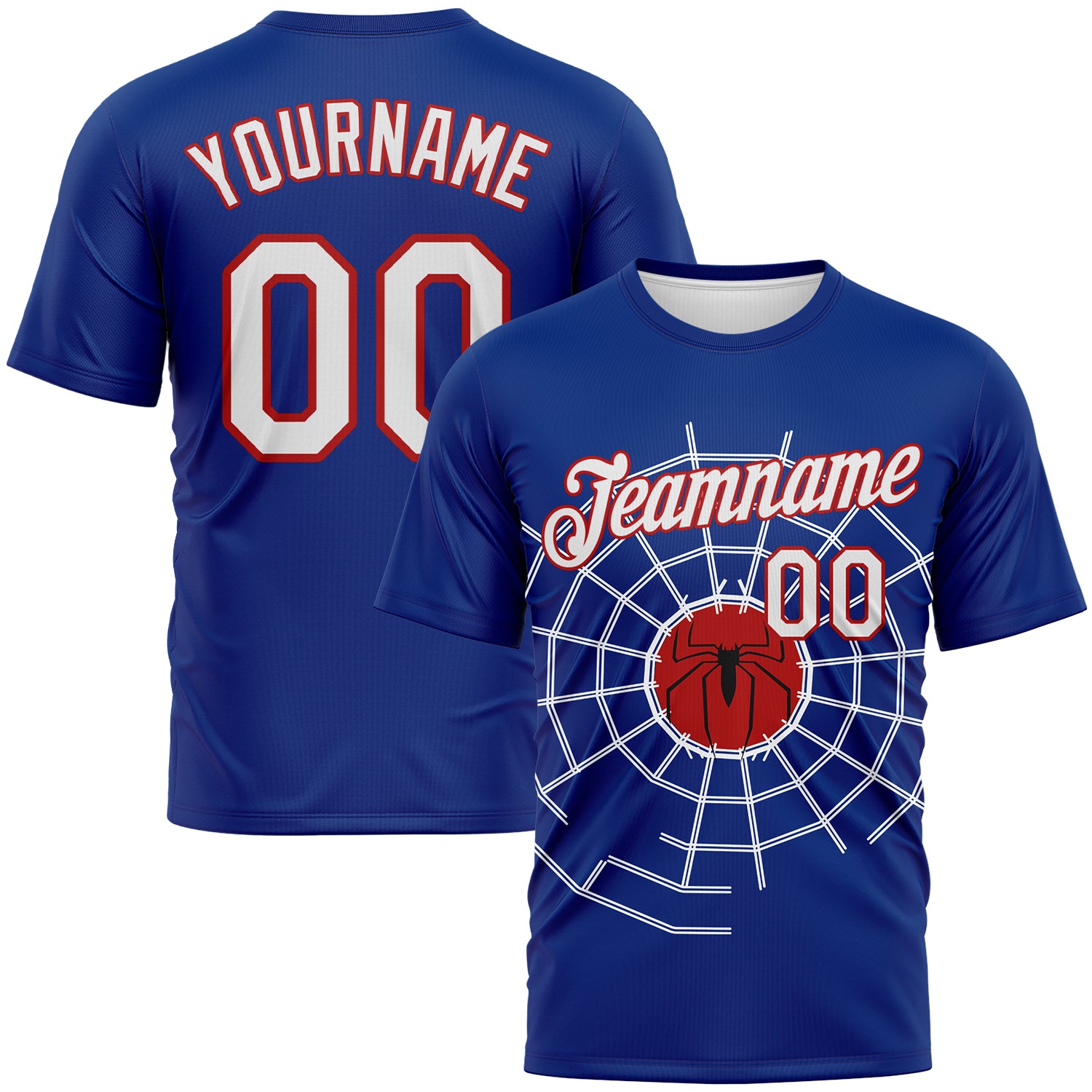 Custom Royal White-Red 3D Pattern Spiderman Performance T-Shirt