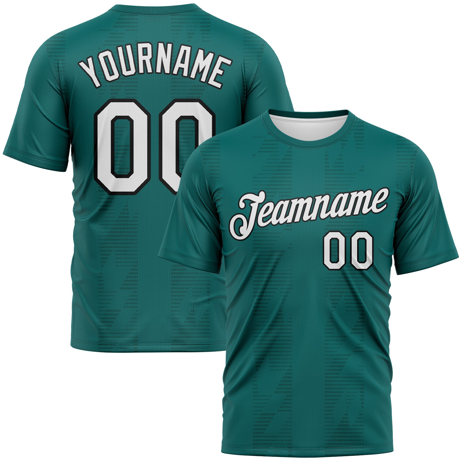 Custom Teal White Midnight Green-Black 3D Pattern Retro Geometric Performance T-Shirt