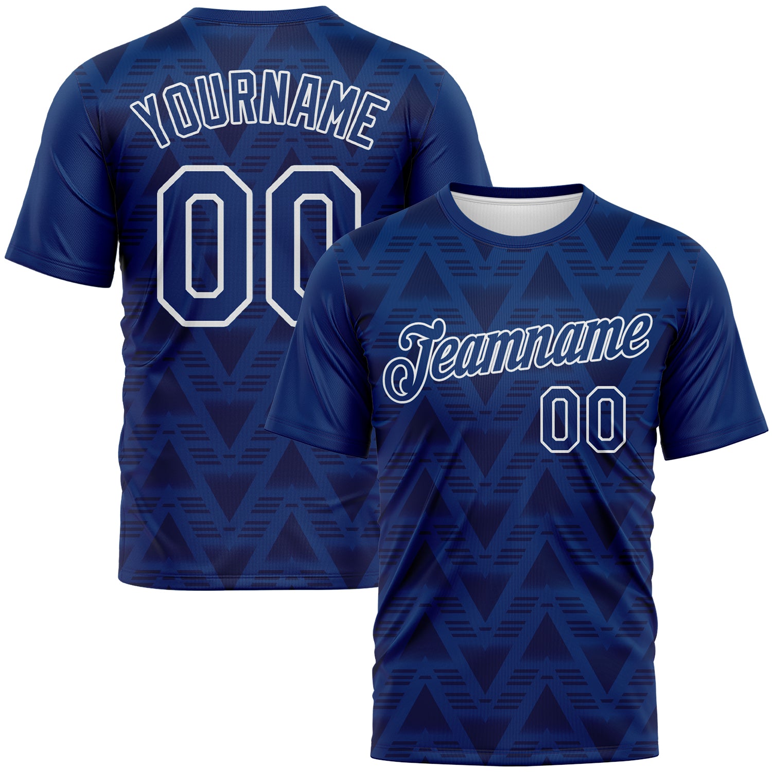 Custom US Navy Blue Navy-White 3D Pattern Geometric Diamond Performance T-Shirt
