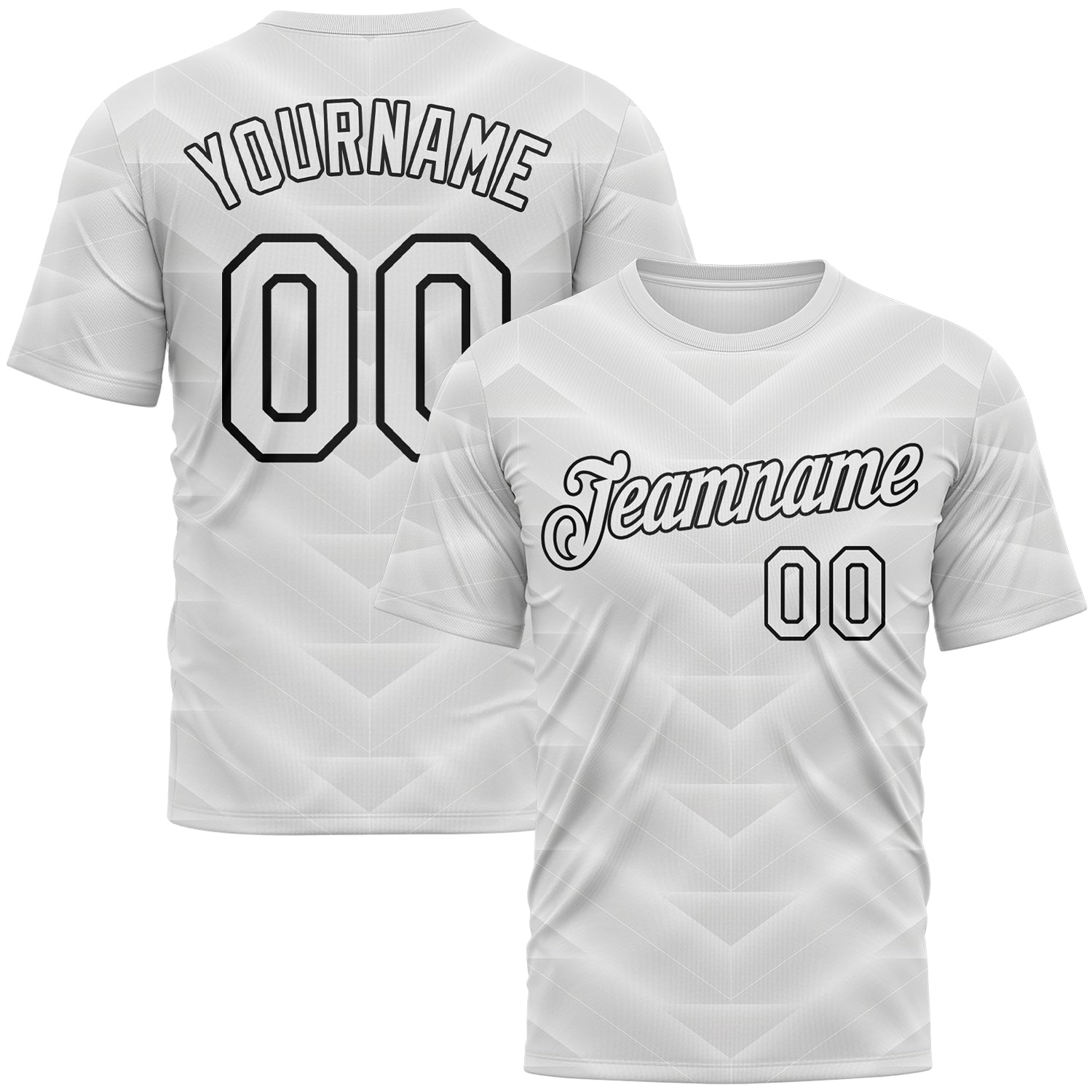 Custom White-Black 3D Pattern Geometric Chevron Texture Performance T-Shirt