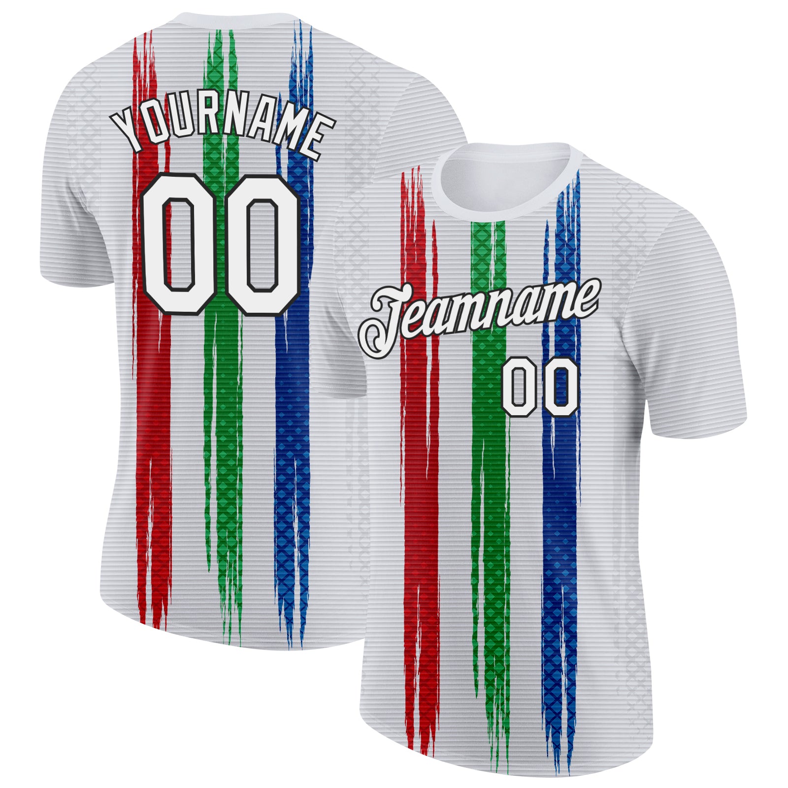 Custom White Blue Green Red-Black Italy Line Performance T-Shirt