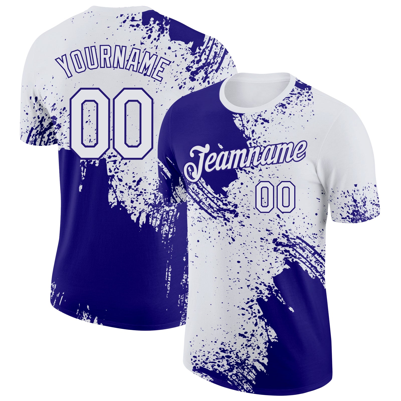 Custom White-Dark Purple Abstract Brush Stroke Performance T-Shirt