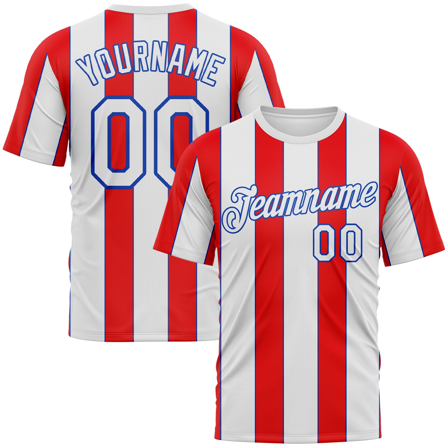 Custom White Fire Red-Thunder Blue 3D Pattern Vertical Stripe Classic Performance T-Shirt