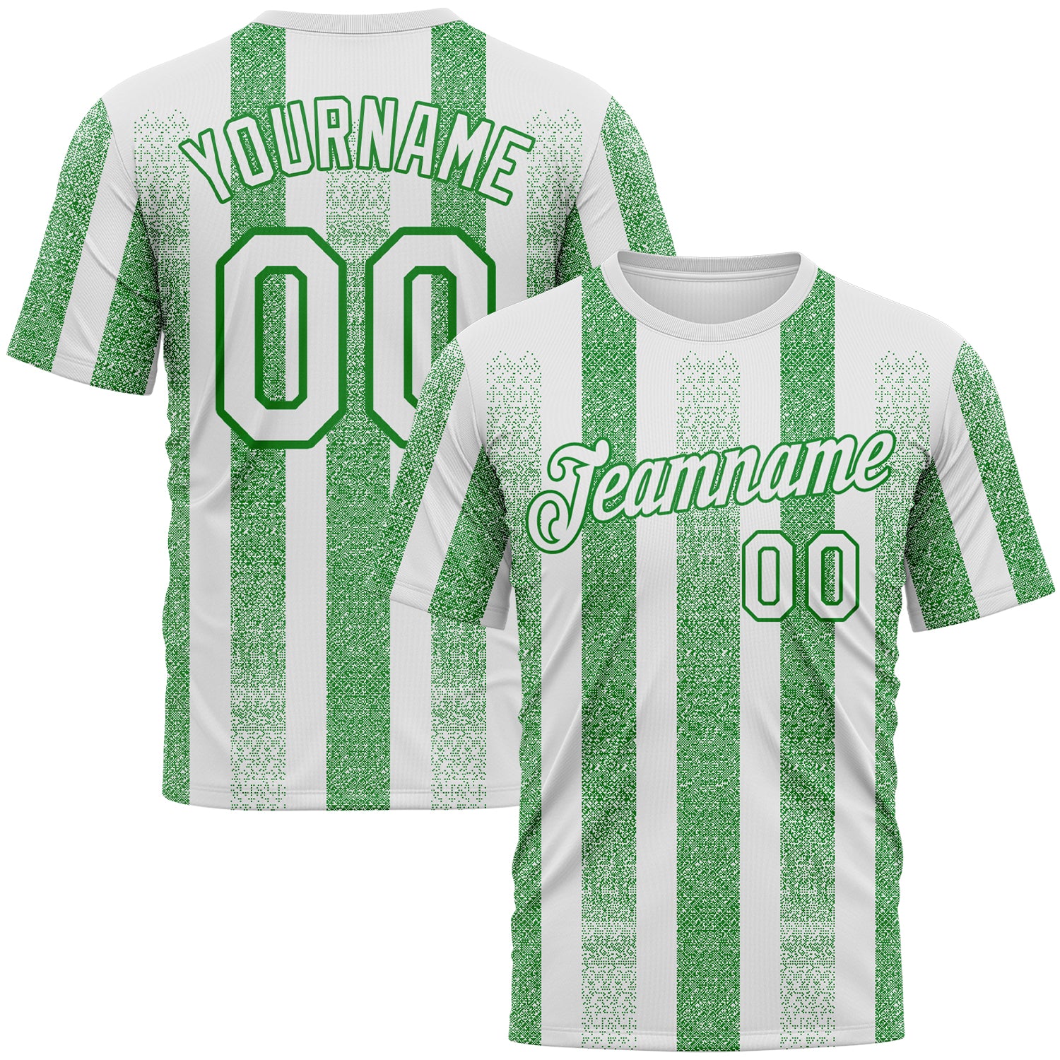 Custom White-Grass Green 3D Pattern Vertical Stripe Grunge Texture Classic Performance T-Shirt