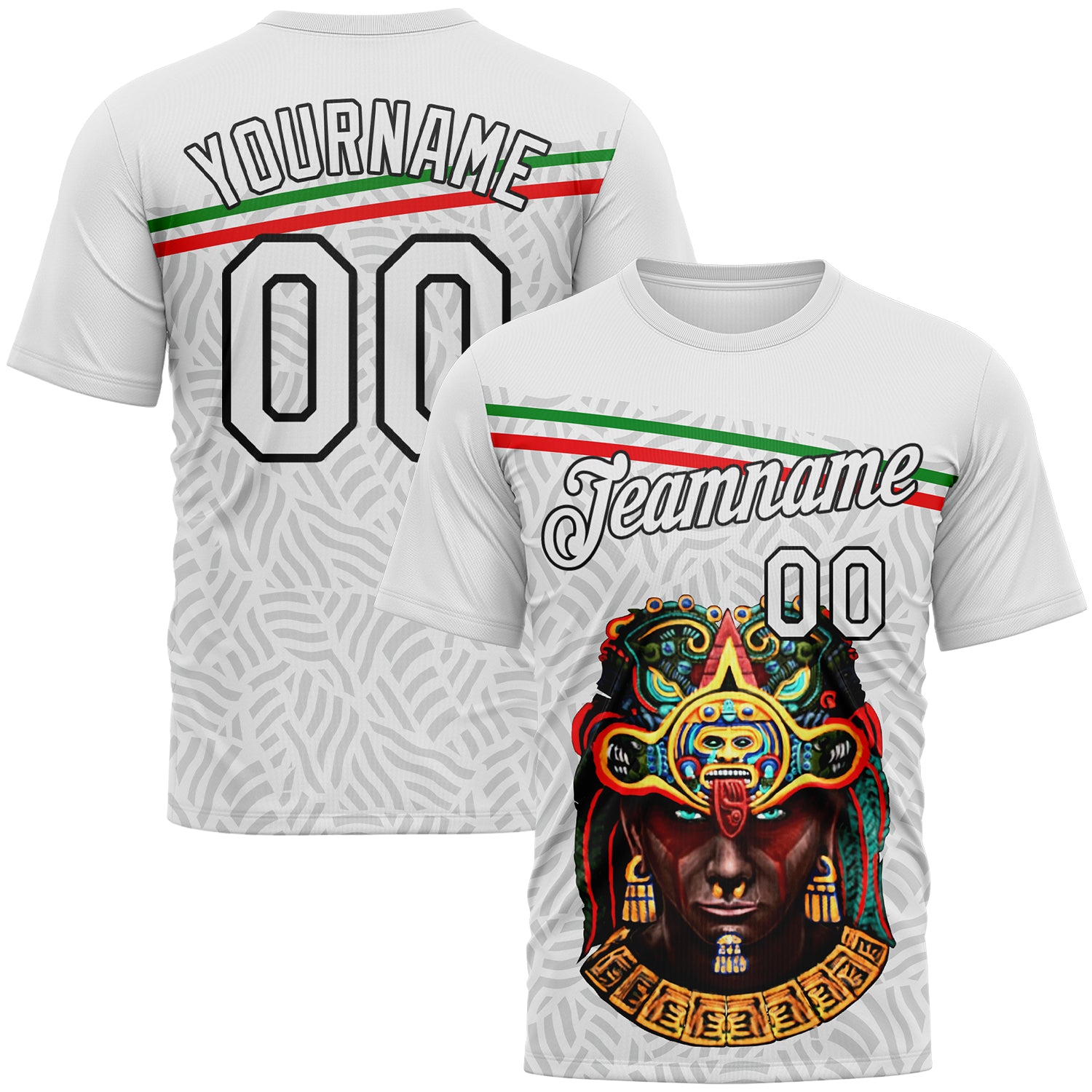 Custom White Gray-Black 3D Pattern Azteca Performance T-Shirt