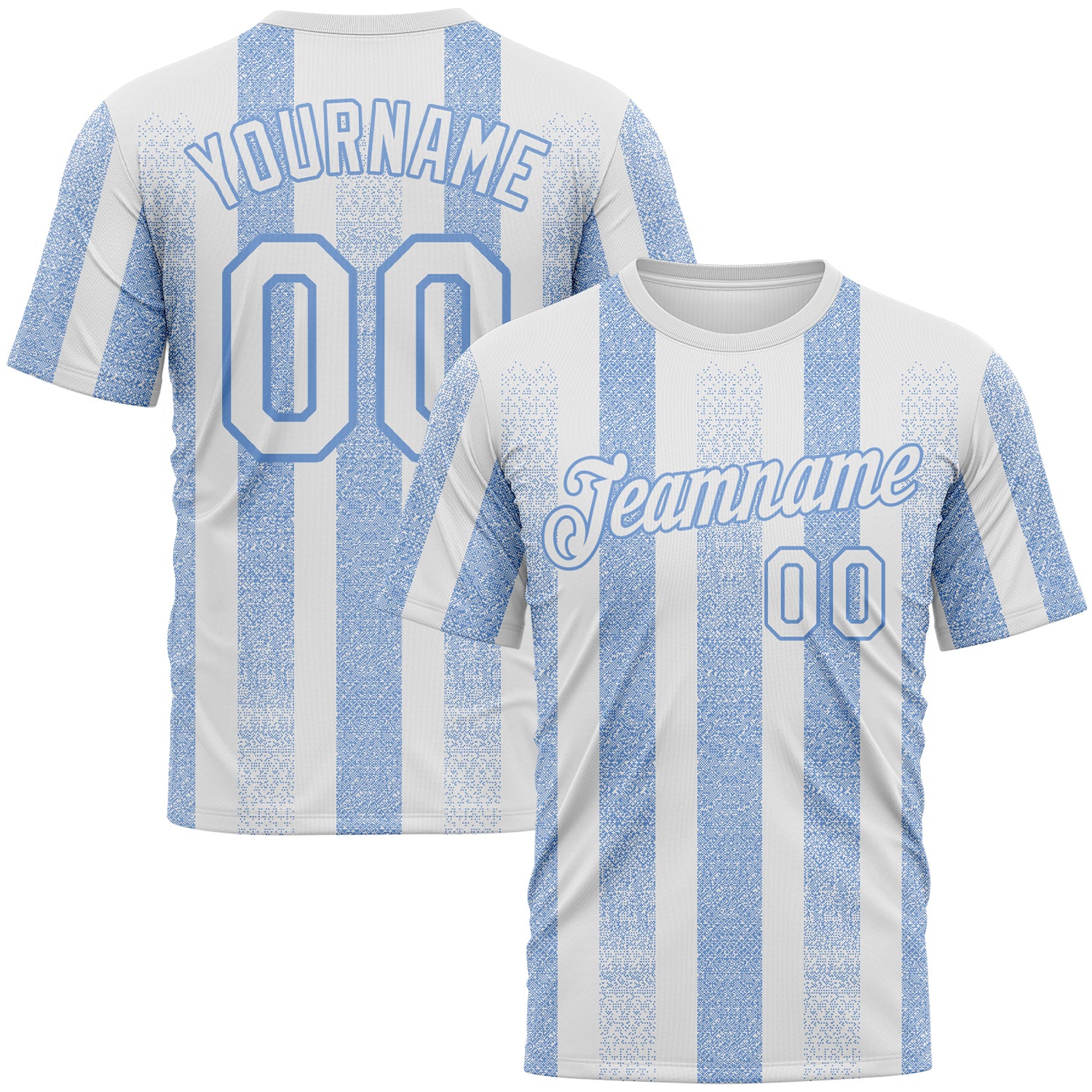 Custom White-Light Blue 3D Pattern Vertical Stripe Grunge Texture Classic Performance T-Shirt