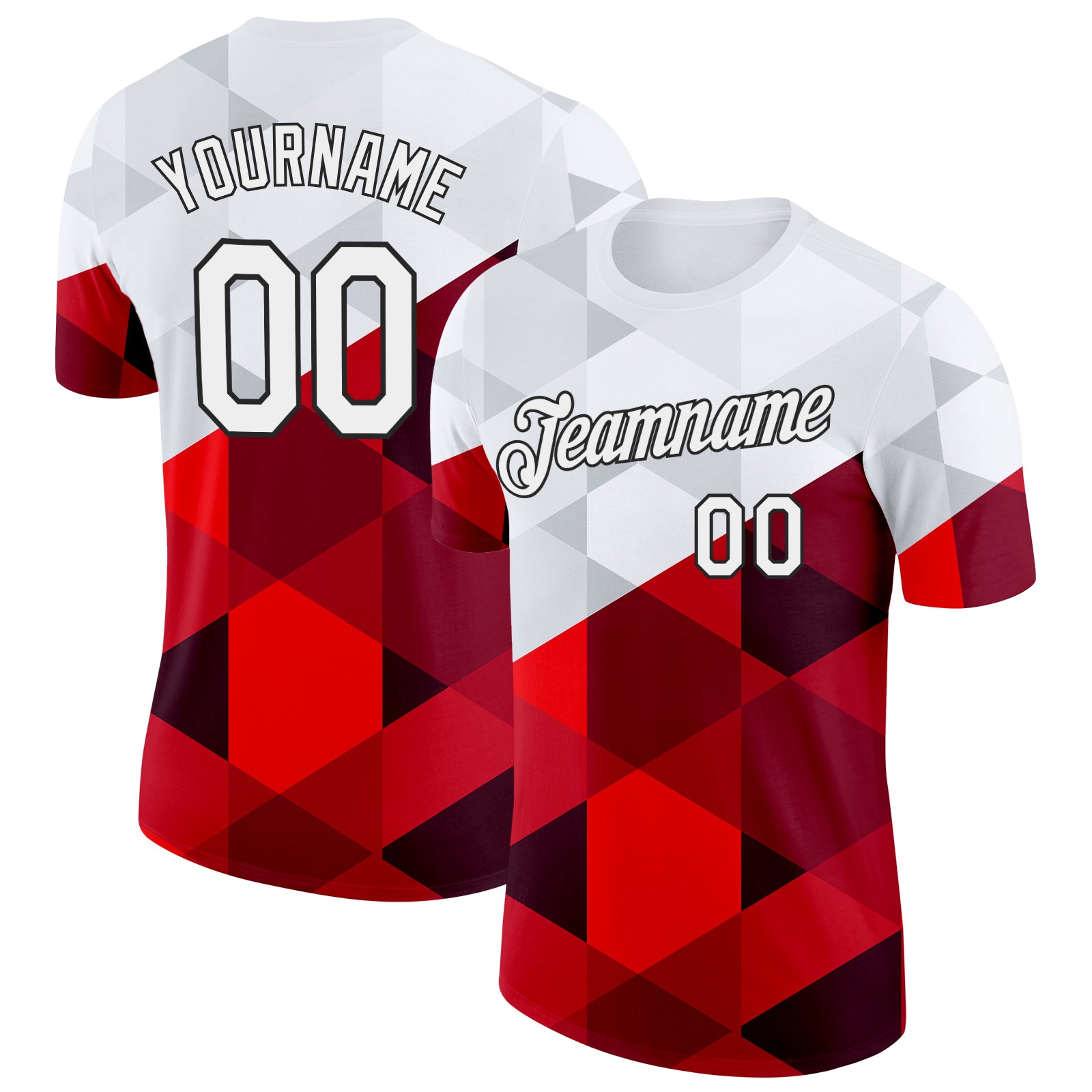 Custom White Red-Black Poland Geometric Shapes Performance T-Shirt