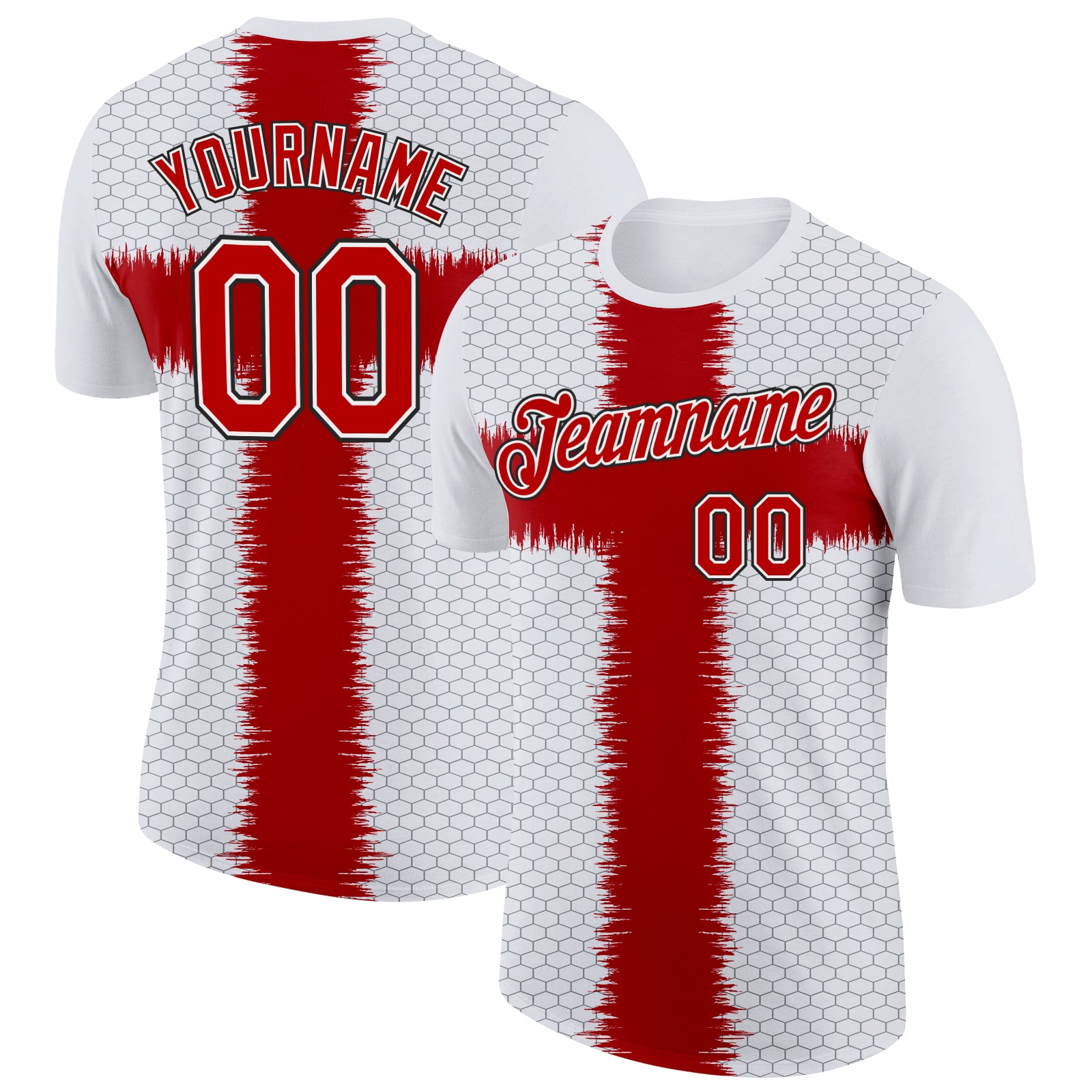Custom White Red Gray-Black England Cross Geometric Shape Performance T-Shirt