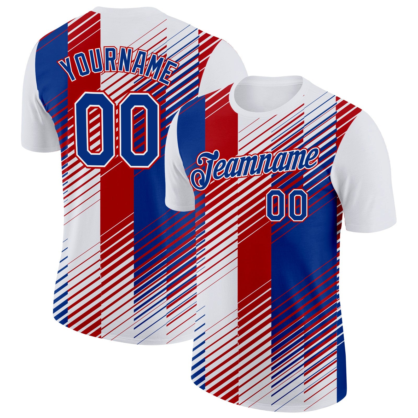 Custom White Royal-Red France Gradient Performance T-Shirt