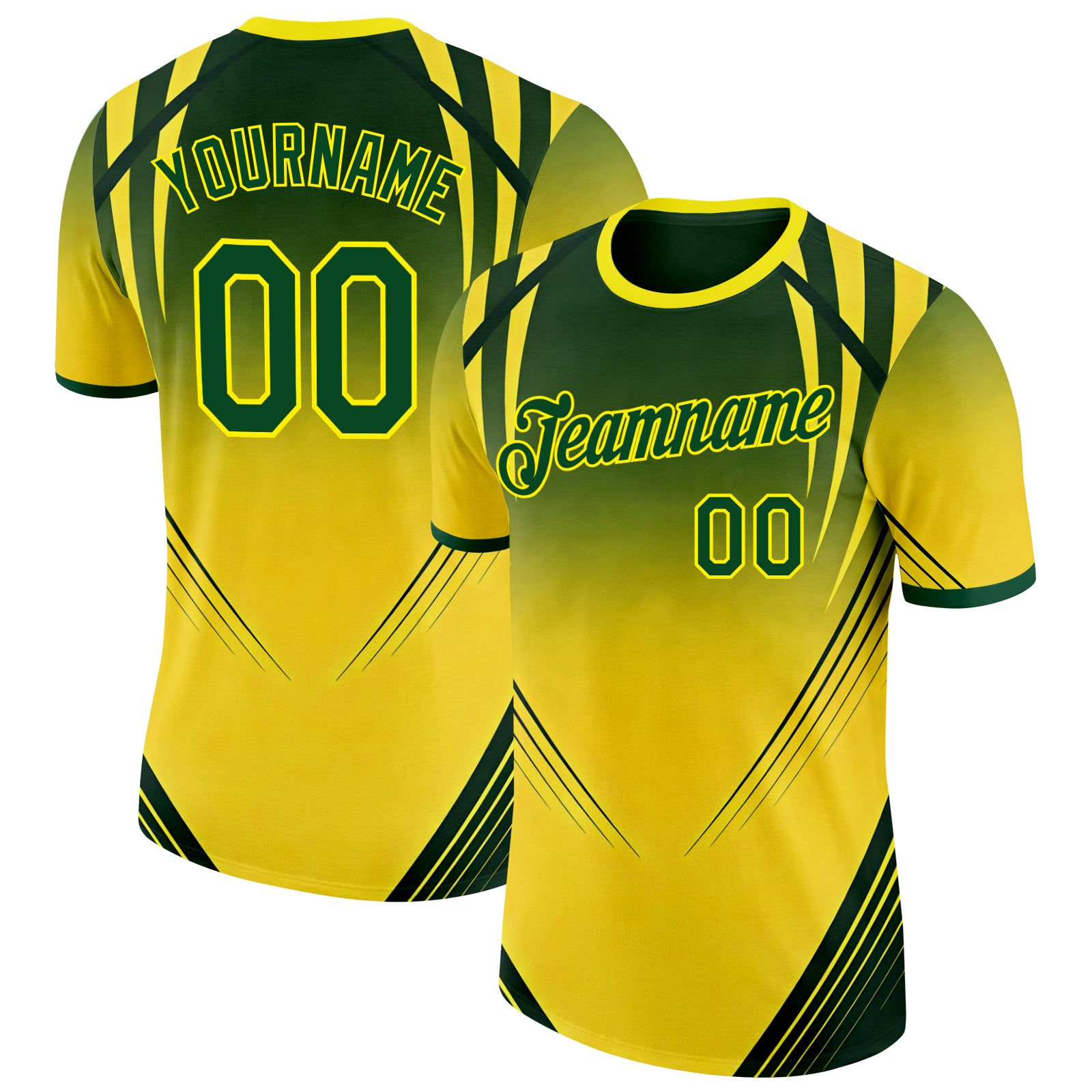 Custom Yellow Green Light Yellow-Black Australian Performance T-Shirt